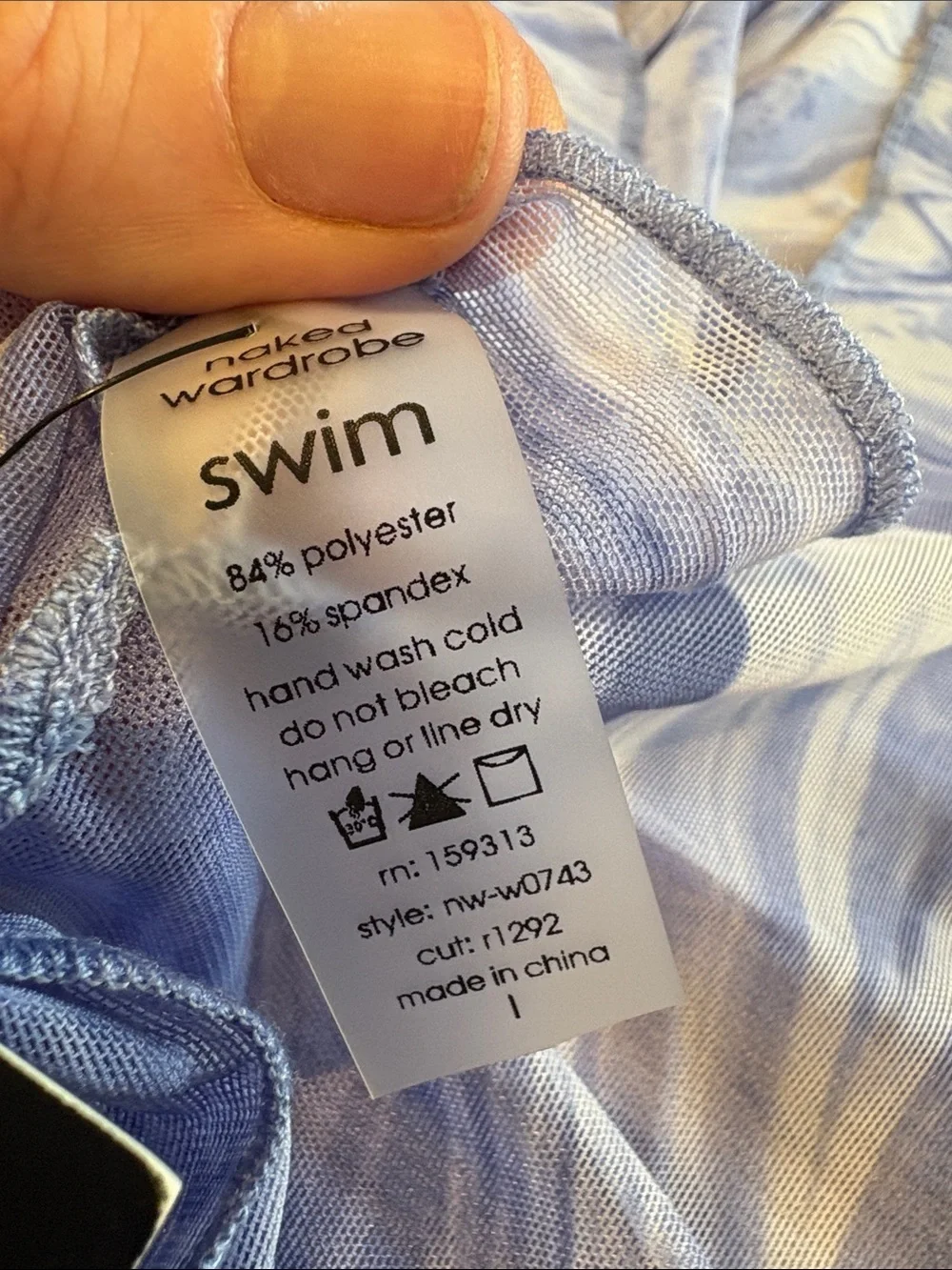 Naked Wardrobe Swim - Back on the Low Cover up dress. sheer blue. Large. NWT